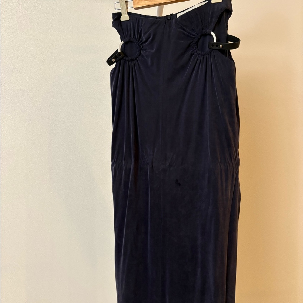 DION LEE Elegant Navy Blue Women's Skirt
